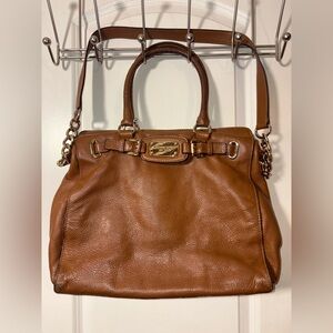 Michael Kors Brown Leather Satchel with Gold Hardware